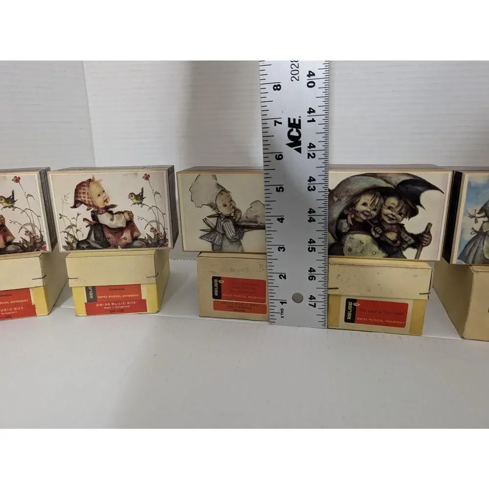 Lot of 5 Vintage Reuge Hummel Music Boxes Swiss Movement Boxed